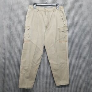 Ozark Wilderness Outfitters Mens Cargo Pants Pleated Canvas 35x29 Khaki